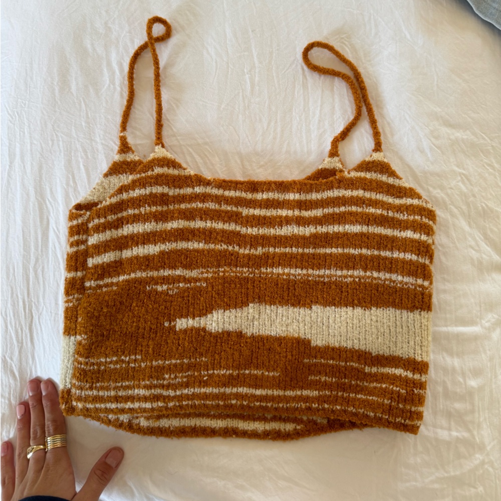 Amuse Society Orange and White Patterned Knit Tank!